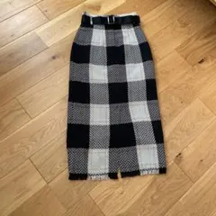 SNIDEL チェック柄タイトスカート ベルト付き