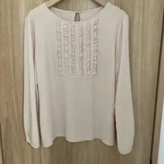 ANAYI 長袖 ブラウス フリルデザイン ピンクベージュ