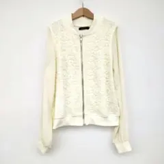 ▢INGNIアイボリー レースジップアップ長袖トップス