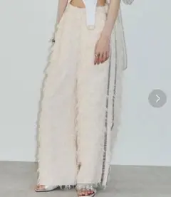 VIOLETTA サイドラインフリンジワイドパンツ アイボリー Sサイズ