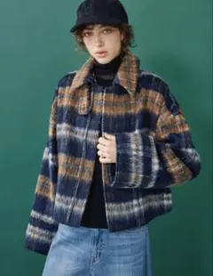 【最終値下げ価格】DOUX ARCHIVES シャギーチェックショートコート