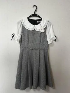 Ank Rougeチェック柄 半袖ワンピース