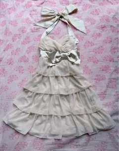 00s LIZLISA ホルターネックワンピ BIGリボン　刺繍 y2k 姫系 当時物 LIZ LISAホルターネック ワンピース BIGリボン y2k姫系 - メルカリ
