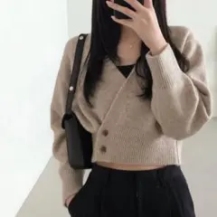 nugu クロップ ニット カーディガン　beige