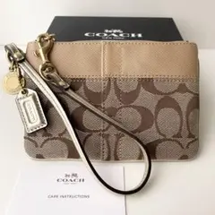 コーチ COACH ポーチ リストレットポーチ シグネチャー ベージュ 新品保管
