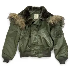 アルファ N-2B フライトジャケット 短丈 ファー 00s y2k カーキ M