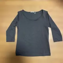 UNIQLO 焦茶色 七分袖 Tシャツ Lサイズ