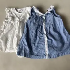 美品　女の子　ベビー　ワンピース デニム　ホワイト　トミー　H&M 70のサムネイル