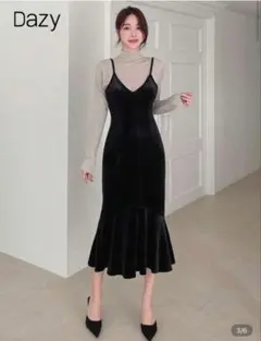 美品 Dazy ベロア キャミワンピース ブラック Sサイズ