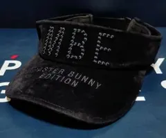 新品 未使用 パーリーゲイツ マスターバニー サンバイザー スエード調 ブラック