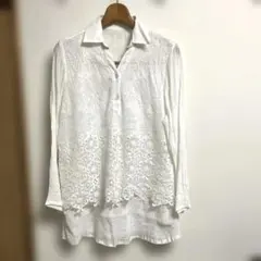 【値下げ】205 zero カラバサ　ホワイト レース　長袖シャツ