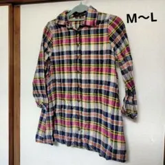 チェック柄 長袖シャツ M~L