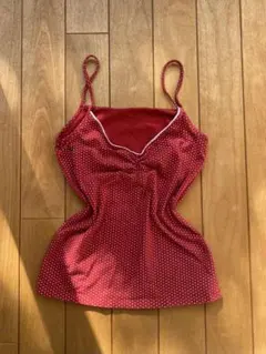 brandy melville赤いドット柄キャミソール