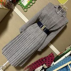 昭和レトロ お花の総柄ꕥ オープンカラー 長袖ワンピース ヴィンテージ 古着