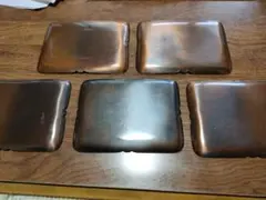 銅製 花柄彫刻皿 5枚セット