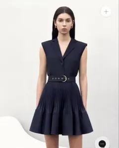 SaturdayClub スーツカラーラッフルヘムプリーツワンピース