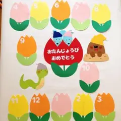 誕生日表 誕生日壁面 壁面飾り 4月 保育園 幼稚園 入園式 画用紙