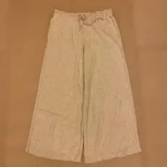 ベージュ ワイドパンツ ゴムウエスト