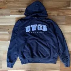 Champion カレッジロゴ刺繍 パーカー フーディー UWGB ネイビー紺L