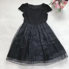 レッセパッセ パーティードレス 半袖ワンピース チュール切り替え フレア 可愛い