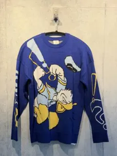 【ディズニーストア】ドナルドダック デザインニット セーター Lサイズ ブルー
