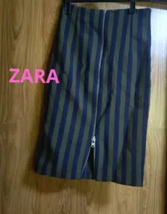 ZARA WOMAN ザラ　ストライプ タイトスカート フロントジップ Sのサムネイル