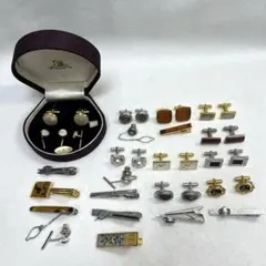 【T】メンズ ネクタイピン カフスボタンセット おまとめセット メッキ