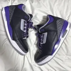 【美色】NIKE エアジョーダン3 レトロ コートパープル 黒紫 AJ3のサムネイル