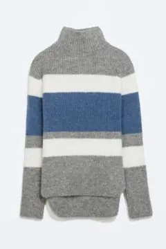 ZARA ボーダーハイネックニット