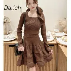 Darich ダーリッチ　バルーンボーダーニットミニワンピース