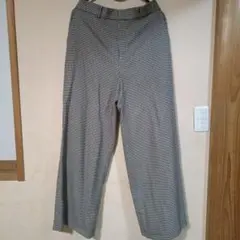 ユニクロ 千鳥柄 チェック柄 ワイドパンツ 69-75