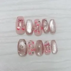 023ネイルチップ さくらんぼネイル マグネットオーダー受付中 春ネイル