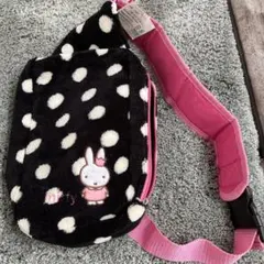 ミッフィーフワモコ肩掛けボディーバック黒ドット柄新品送料税込お買い得