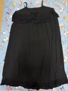 しまむら　コラボ　yuki ×taiyou 黒 キャミワンピース レースフリル