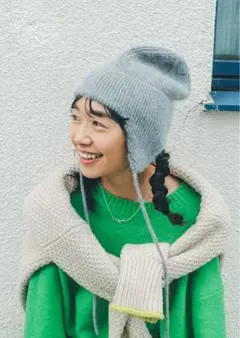LOWRYSFARM 耳あて付ニットキャップ グレー
