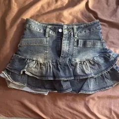 デニムフリルミニスカート