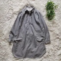 ニコアンド　スキッパー　チュニック　ストライプ　日本製