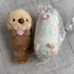 ぷきゅ～と！ラッコ ぬいぐるみ にぎってこぶたちゃん ブチモモちゃん2体セットのサムネイル