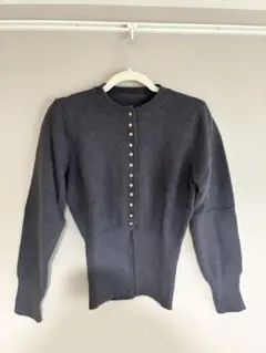 【ミミ様】ダークグレー ボタン付きニットカーディガン 長袖