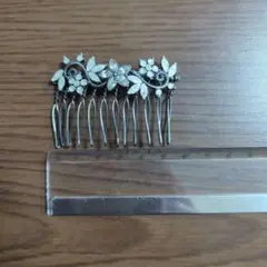 フラワーモチーフ ヘアコーム ラインストーン装飾2個セット