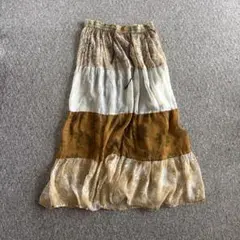 エスニック ロングスカート フレアスカート フリーサイズ M～L ウエストゴム