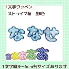 1文字ワッペン ひらがなワッペン お名前ワッペン ストライプ