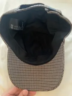 H&M チェック柄キャップ グレー系