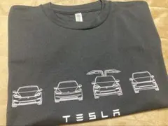 Tesla 車イラスト Tシャツ Lサイズ 黒のサムネイル