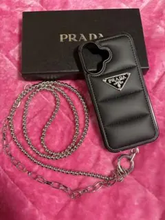 PRADA★ブラック★iPhone16ケース★ショルダーストラップ付き
