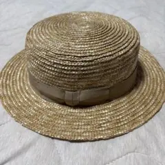 新品未使用品】田中帽子店 カンカン帽 麦わら帽子 ホワイト ベージュ