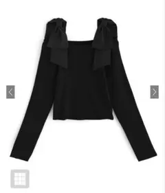 GRL オフショルダーリボンストラップニットトップス mb1546 ブラック