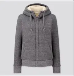 ボアスウェットフルジップパーカ（長袖　ダークグレー　裏ボア　裏起毛　M ユニクロ