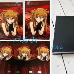 エヴァンゲリオン展【アスカ】 缶バッジ 3点／ポストカード 2枚【図録】チラシ他