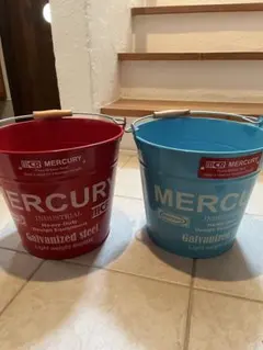 マーキュリー　mercury ブリキバケツ　レッド＆ブルー　2個　レギュラーのサムネイル